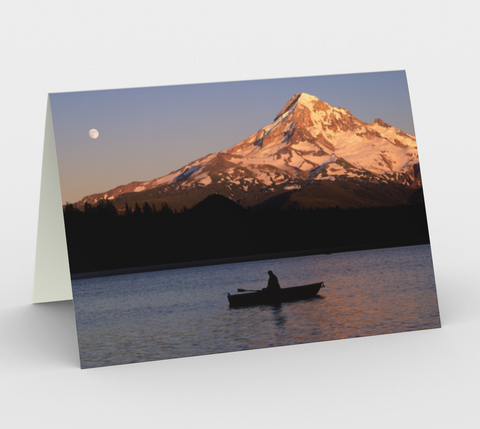 Nature Greeting Card, 5x7 - Mt Hood Rowboat and Lost Lake